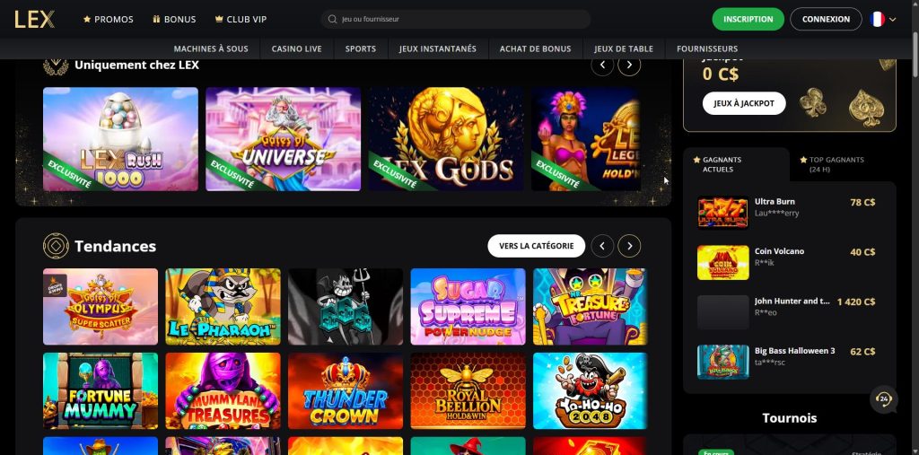 Lex Casino with BGaming documented as the studio