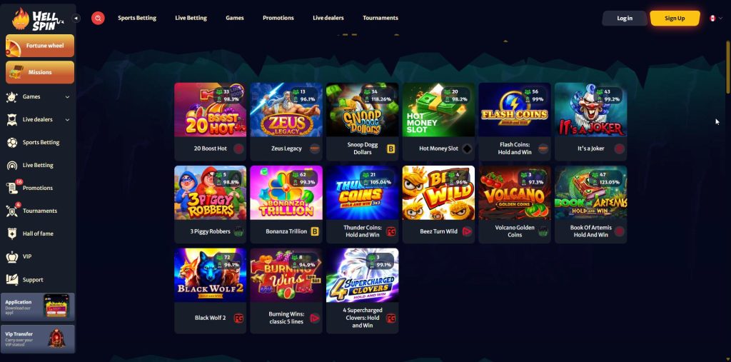 Hellspin with Booming Games documented as the studio